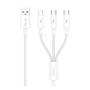 Câble de Charge 3 en 1 Type-C / Type C + Type C + Lightning Benks D46 - 1,2 m – Ultra Rapide et Résistant - Blanc