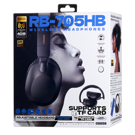 REMAX RB-705HB 800 mAh Foldable Wireless Headphones – 18H Battery Life – 4H Charge – Black