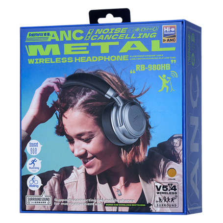 REMAX ANC RB-980HB Metal Noise Canceling Wireless Headphones - Khaki