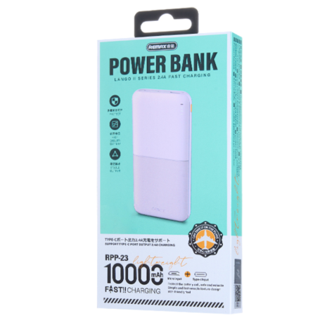 Power bank 10000mAh RPP-23 REMAX Lango II séries 2.4A - Violet