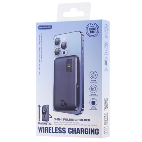 Power bank 10000mAh RPP-695 REMAX 3 in 1 15W wireless charging - Blue