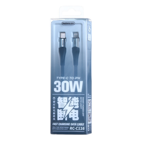 REMAX Type-C / Lightning Fast Charging Data Cable 30W 1.2M Intelyelec Series RC-C116 - Blue