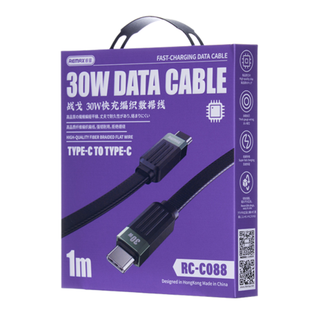 REMAX Type-C / Type-C Fast Charging Data Cable 30W 1M Janker Series RC-C088 - Black