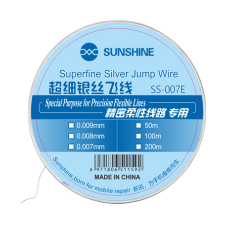 Fil de raccordement argenté SUNSHINE SS-007E / 200 M / 0,007 MM