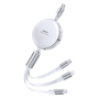 REMAX 3 in 1 Aluminum Alloy telescopic data Cable Type-C/ Type-C/Lightning/ Micro Quick charging 100W RC-C182 - White