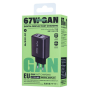 67W GaN Fast Charger with Digital Display - USB / Type-C REMAX U2-AC67W - Silver